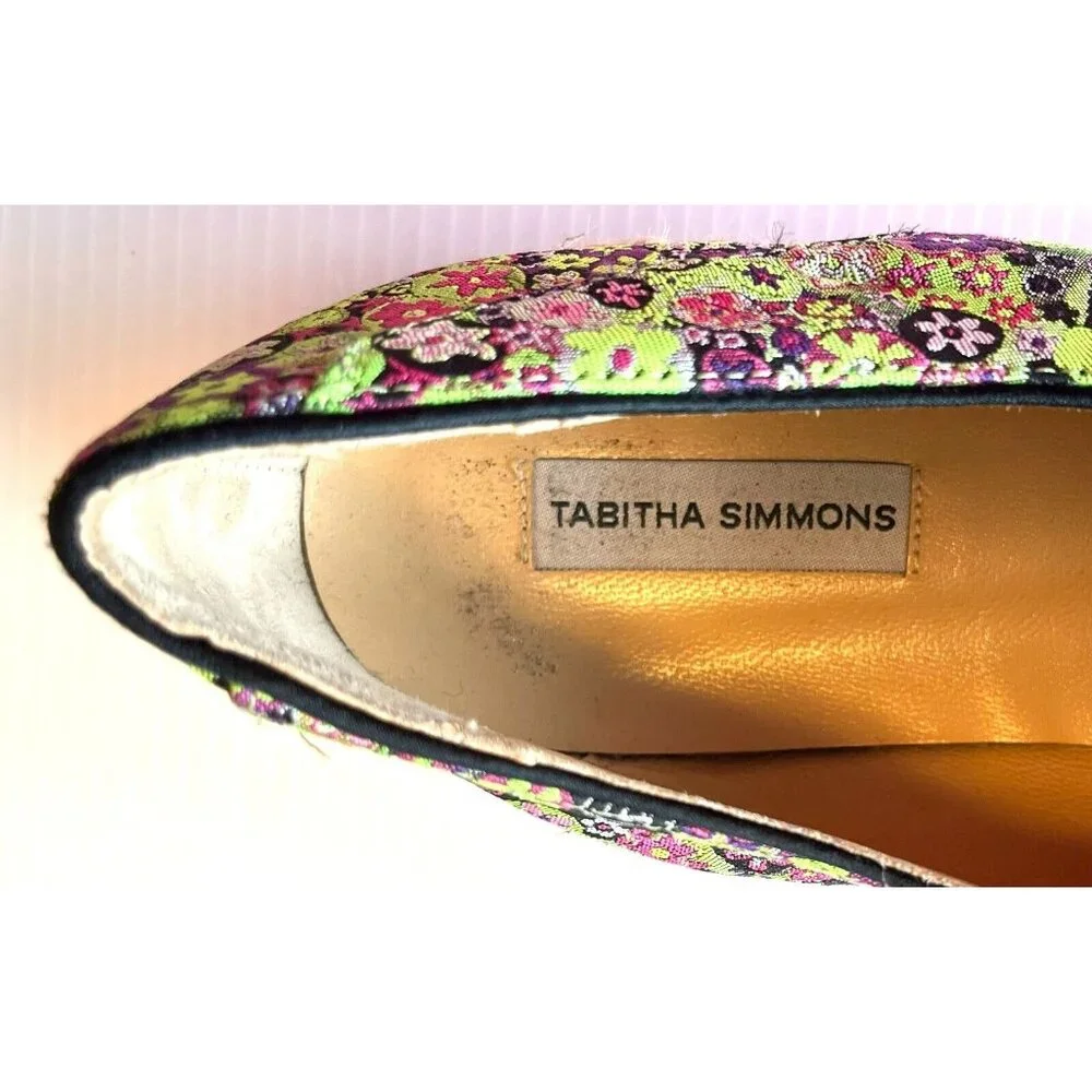 Tabitha Simmons Purple & Green Floral Espadrille Lace-Up Flats Sz 8.5 US 39 EUR